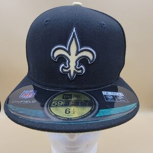 New Era 59FIFTY On Field New Orleans Saints NFL Kid's Fitted Hat Cap 6 1/2 Black
